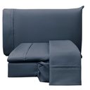 Ver imagem 1 de Jogo de Cama Lençol Queen Conforto Percal 300 Fios 4 Peças - Azul