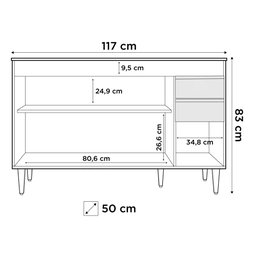 Balcão Gabinete 120cm 3 Portas 2 Gavetas Michigan Branco - Lumil Móveis - 4