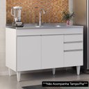 Ver imagem 2 de Balcão Gabinete 120cm 3 Portas 2 Gavetas Michigan Branco - Lumil Móveis