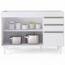 Ver imagem 5 de Balcão Gabinete 120cm 3 Portas 2 Gavetas Michigan Branco - Lumil Móveis