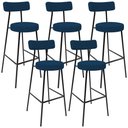 Ver imagem 1 de Kit 05 Banquetas Altas Cozinha Bar Sala De Jantar Em Aço Milão L02 Suede Azul Marinho - Lyam Decor
