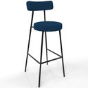 Ver imagem 3 de Kit 05 Banquetas Altas Cozinha Bar Sala De Jantar Em Aço Milão L02 Suede Azul Marinho - Lyam Decor