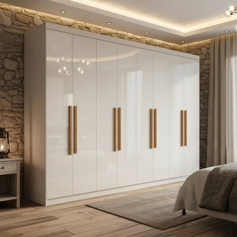Guarda-Roupa Casal 8 Portas 4 Gavetas 100% MDF Branco Albert