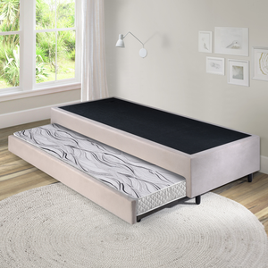 Bicama Box Solteiro Suede 88x188x28 Cm com Colchão Auxiliar Ecoflex