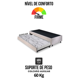 Bicama Box Solteiro Suede 88x188x28 Cm com Colchão Auxiliar Ecoflex - 6