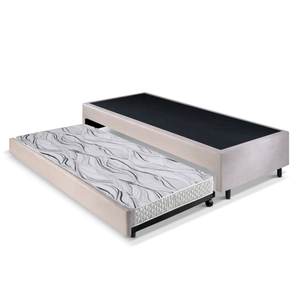 Bicama Box Solteiro Suede 88x188x28 Cm com Colchão Auxiliar Ecoflex