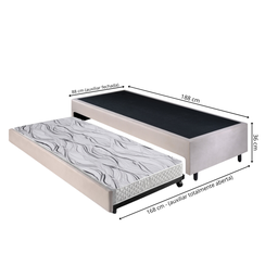 Bicama Box Solteiro Suede 88x188x28 Cm com Colchão Auxiliar Ecoflex - 2