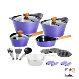 Conjunto de Panelas 19 Pçs Indução Revestimento em Granito Antiaderente Cor Roxa Cooklover - 1 Conjunto de Panelas 19 Pçs Indução Revestimento em Granito Antiaderente Cor Roxa Cooklover - 1