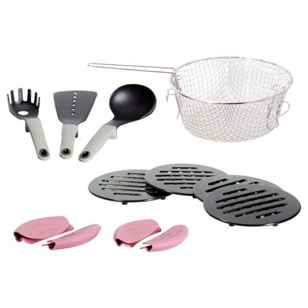 Conjunto de Panelas 16 Pçs Indução Revestimento em Granito Antiaderente Cor  Rosa Cooklover