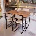 Ver imagem 1 de Conjunto Mesa de Jantar Retangular Imbuia 4 Cadeiras Preta Riviera Industrial Don Castro Decor Rivie