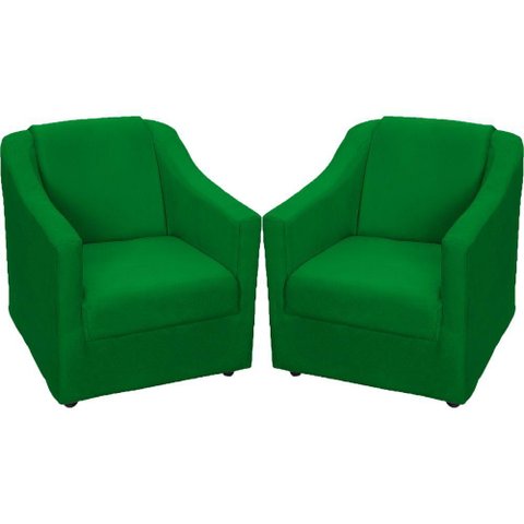 Kit 2 Poltronas Mila Pé de Plástico Cromado - Verde Suede