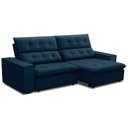 Ver imagem 1 de Sofá Retrátil Reclinável para Sala 3 Lugares 250cm Vincent F04 Veludo Azul - Lyam Decor