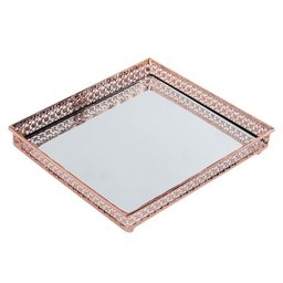 Bandeja Quadrada Espelhada Decorativa Luxo Metal Cobre 17x17cm Kv0134 - 1