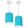 Kit 2 Lustre Pendente Cilíndrico 18x25 Azul Turquesa Bivolt - 1