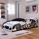Ver imagem 2 de Mini Cama Infantil Carro Speedy Mdf Montessoriana Segura Decoração Quarto Menino Branco/preto - Rpm
