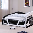 Ver imagem 3 de Mini Cama Infantil Carro Speedy Mdf Montessoriana Segura Decoração Quarto Menino Branco/preto - Rpm