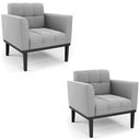 Ver imagem 1 de Poltrona Base Madeira Preto Kit 2 Ana Suede Cinza - Ibiza