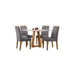 Ver imagem 1 de Conjunto Sala de Jantar Mesa Lectus 120x80 com 4 Cadeiras Sarah Ype/off White/veludo Cinza - Nc