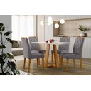 Ver imagem 2 de Conjunto Sala de Jantar Mesa Lectus 120x80 com 4 Cadeiras Sarah Ype/off White/veludo Cinza - Nc
