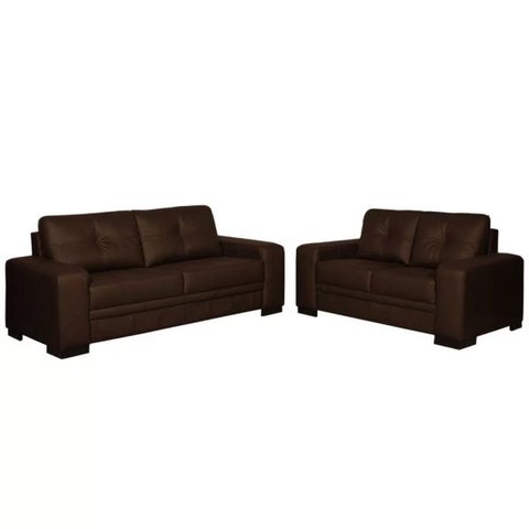 Sofá 2 e 3 Lugares Milano Couro Conhaque - Gran Belo