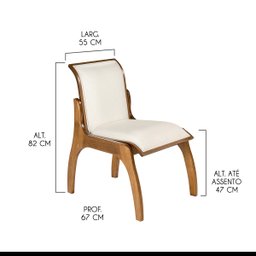 Kit 4 Cadeiras para Cozinha 55 x 82 Cm Barcelona Madeira Maciça Imbuia Linho Bege Cru L71 - RMI - 3