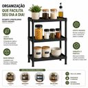 Ver imagem 6 de Prateleira Preta Retangular Resistente Estante Organizadora 3 Cesto Multiuso Vazada Cozinha Lavander