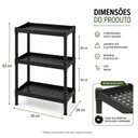 Ver imagem 7 de Prateleira Preta Retangular Resistente Estante Organizadora 3 Cesto Multiuso Vazada Cozinha Lavander
