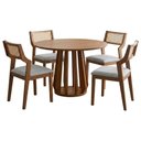 Ver imagem 1 de Mesa de Jantar Redonda Pitanga com 4 Cadeiras Estofadas Acai Linho Cinza Natuem