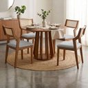 Ver imagem 2 de Mesa de Jantar Redonda Pitanga com 4 Cadeiras Estofadas Acai Linho Cinza Natuem