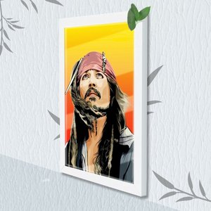 Quadro Decorativo Capitão Jack + Vidro 33x25 Estudio Sala:branco