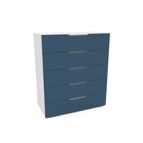 Cômoda Madri 5 Gavetas Azul/branco - Politorno