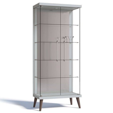 Cristaleira Tifanny 2 Portas de Vidro Branco Acetinado