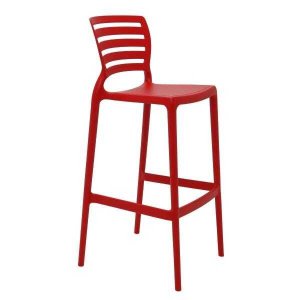 Banqueta Sofia Alta Bar Vermelha em Polipropileno e Fibra de Vidro Tramontina 92137040