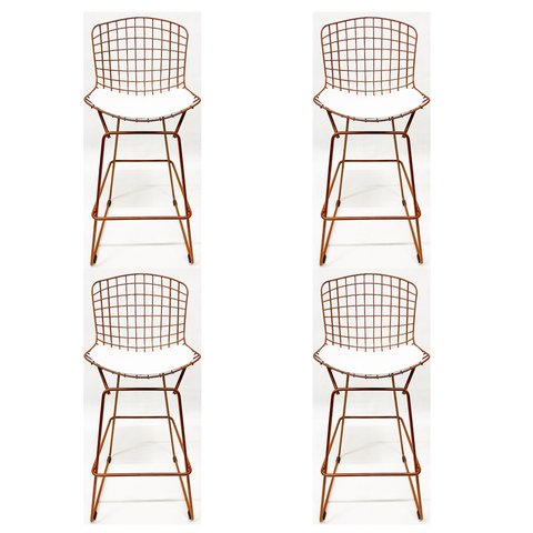 Kit 4 Banquetas BERTOIA cobre assento branco altura 70cm - Direto de Fábrica