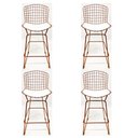 Ver imagem 1 de Kit 4 Banquetas BERTOIA cobre assento branco altura 70cm - Direto de Fábrica
