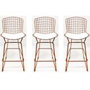 Ver imagem 1 de Kit 3 Banquetas BERTOIA cobre assento branco altura 70cm - Direto de Fábrica