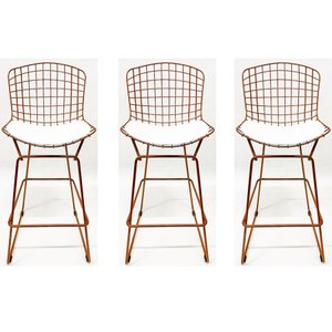 Kit 3 Banquetas BERTOIA cobre assento branco altura 70cm - Direto de Fábrica