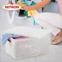 Ver imagem 2 de Caixa Organizadora de Plástico Rattan Médio com Tampa Preto