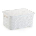 Ver imagem 1 de Caixa Organizadora de Plástico Rattan Médio com Tampa Branco