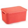 Caixa Organizadora de Plástico Rattan Grande Com Tampa Coral - 1
