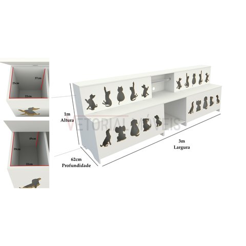 Pet Combo Kids: 2 Expositor De Ração + 1 Mesa Para Balança VETORIAL MÓVEIS