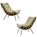 Ver imagem 1 de Kit 2 Poltronas Decorativas Sala de Estar Abel Base de Madeira Preto Veludo Bege - Gran Belo