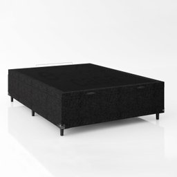 Cama Box Baú Casal - 44x138x188cm - Suede Preto - 2