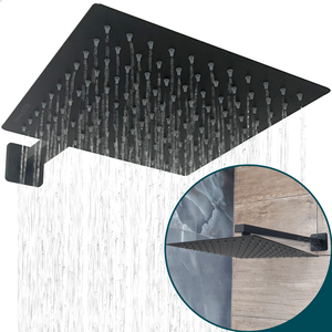 Ducha Preto Fosco Chuveiro Inox Quadrada 25x25 Braço 40 Cm