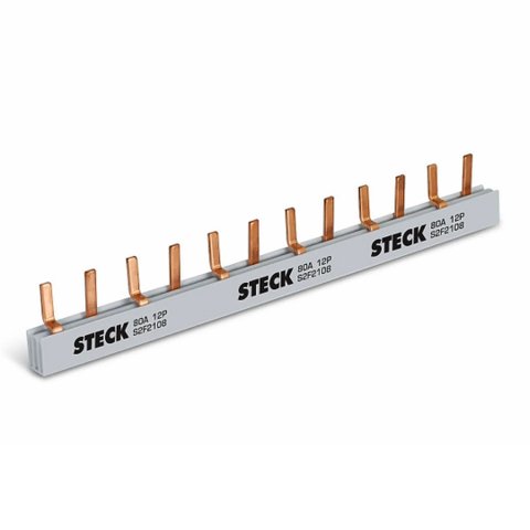 Barramento Bifásico para 12 Disjuntores 2x6p Din 80a 220/440v Steck