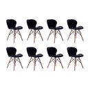 Ver imagem 1 de Kit 08 Cadeiras Estofada Jantar Charles Eames Eiffel Slim Wood Confort Preto