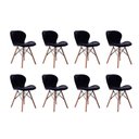 Ver imagem 1 de Kit 08 Cadeiras Estofada Jantar Charles Eames Eiffel Slim Wood Confort Preto