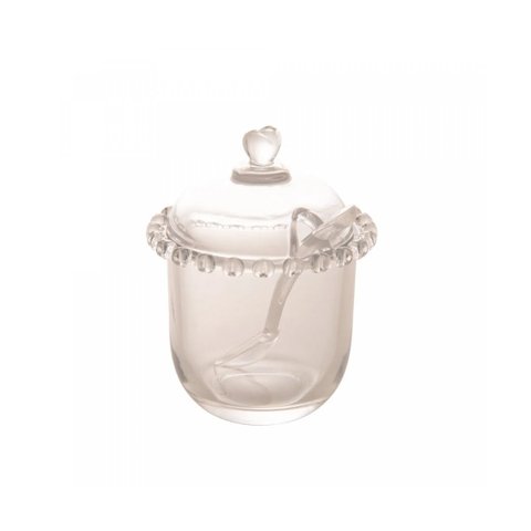 Acucareiro de Cristal com Colher Coracao 210ml