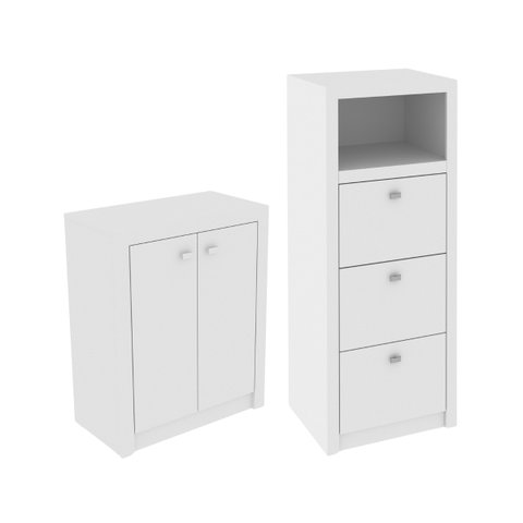 Conjunto para Escritório 2 Peças Branco Tecnomobili