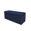 Ver imagem 5 de Kit Cabeceira + Calçadeira Baú Capitonê Livia 100cm Solteiro Para Cama Box Suede Azul Marinho - Gat